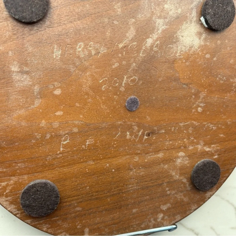 VTG Set Of 2 Hand Crafted Solid Black Walnut Wooden Round Trivets Candle Holder